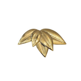 Broche acier doré demi feuillage
