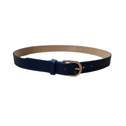 Ceinture femme marine cuir boucle dorée Vega