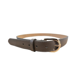 Ceinture femme taupe cuir boucle dorée Vega