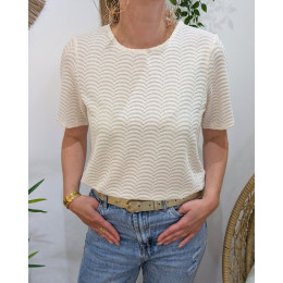 Blouse femme beige ajourée Honorine