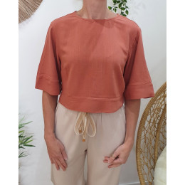 Blouse femme terracota dos noué Athelia