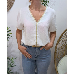 Blouse femme écrue tressée écrue et dorée Saphira