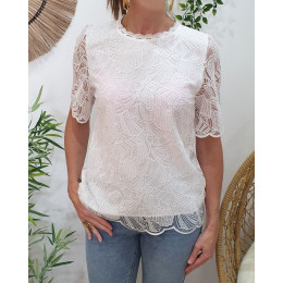 Blouse femme dentelle blanc