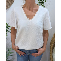 Blouse femme écru col brodé Amalie