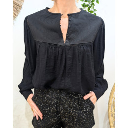 Chemisier femme fluide noir Yaëlle