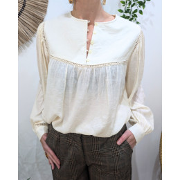 Chemisier femme fluide beige Yaëlle