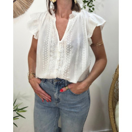 Blouse femme brodée Arsinoé blanc