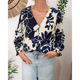 Blouse femme marine et écrue Willa