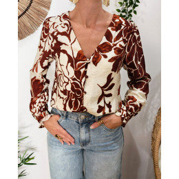 Blouse femme marron et beige Willa