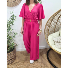 Combinaison femme rose fuchsia manches volantes Alodia