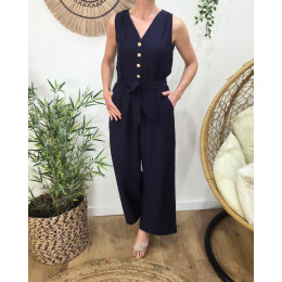 Combinaison femme marine boutons dorés Sira