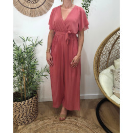 Combinaison femme jambes plissées bois de rose Amadea