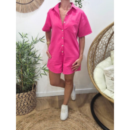 Combishort femme unie rose fuchsia
