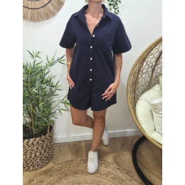 Combishort femme unie bleu marine