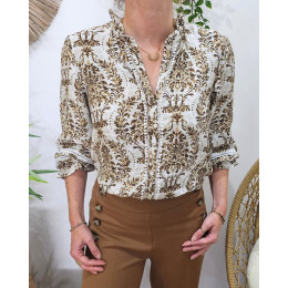 Chemisier femme camel écru beige Rosalia