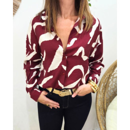 Chemisier femme bordeaux et beige Axellea
