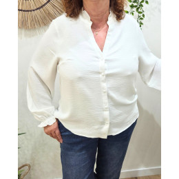 Chemisier femme écru col mao Edena