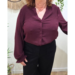 Chemisier femme bordeaux col mao Edena