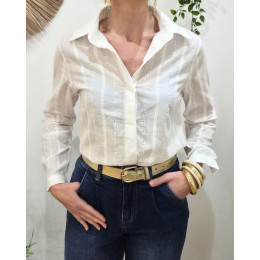 Chemisier femme blanc à broderies Elowen