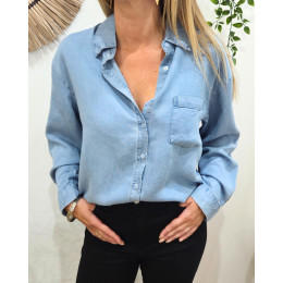Chemise femme fluide bleu jean Pétunia
