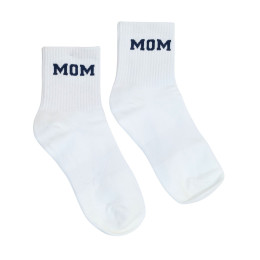 Chaussettes femme ecru écriture mom bleu marine