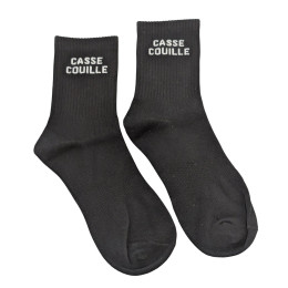 Chaussettes hommes noires casse couilles blanc