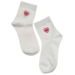 Chaussettes femme blanches broderie coeur maman cool