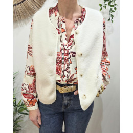 Gilet femme sans manche bouclettes écru Alya