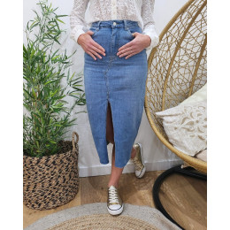 Jupe midi en jean femme bleu moyen