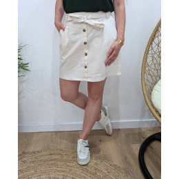 Jupe femme boutonnée coton beige Lysiane