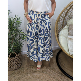 Jupe longue femme fluide boutonnée Ottavia bleu