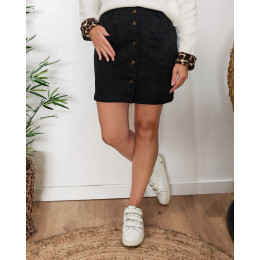 Jupe courte femme suédine noire Helène