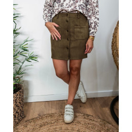 Jupe courte femme suédine kaki Helène