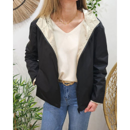 Parka fine femme courte réversible noire et dorée Tina