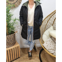 Parka femme noire réversible doudoune kaki Azylis