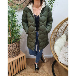 Parka doudoune kaki femme longue réversible dorée Isabela