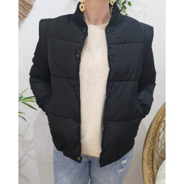 Doudoune noire courte femme style bombers