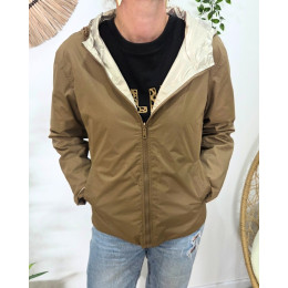 Parka fine femme courte réversible camel et dorée Tina
