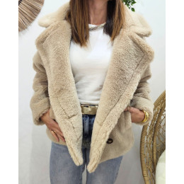 Manteau femme bouclettes beige Viola