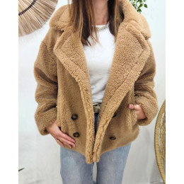 Manteau femme bouclettes camel Viola