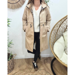 Parka femme longue esprit trench beige Nola