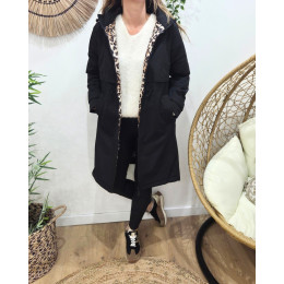 Parka femme longue esprit trench noire Nola