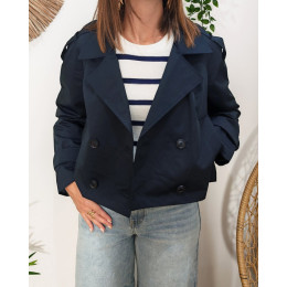 Manteau femme trench court marine