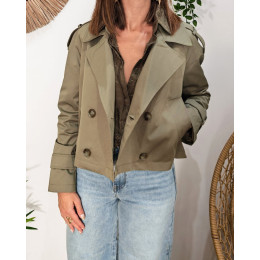 Manteau femme trench court kaki