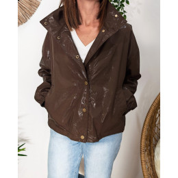 Manteau femme bombers col montant marron