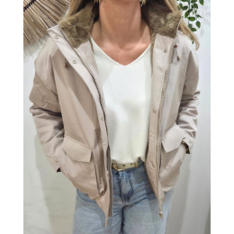 Parka femme beige fourrée camel Florbela