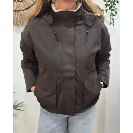 Parka femme marron fourrée beige Florbela