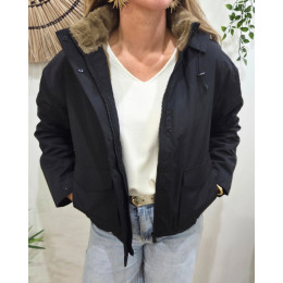 Parka femme noire fourrée camel Florbela
