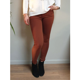 Pantalon femme marron slim push up taille haute