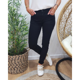 Pantalon femme slim noir fin taille haute